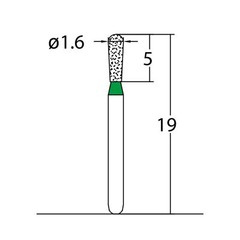 Pear 1.6 mm Dia. Coarse Grit Diamond Dental Bur 25 Pcs. 237.16C2