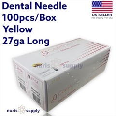 27ga Long Dental Needle Yellow Plastic Hub Disposable 100pcs/Box