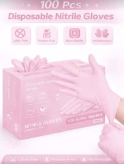 4pc/50pcs/100pcs Pink Nitrile Gloves Disposable Latex Free Cleaning Salon