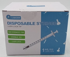 Labaider 100 Count Disposable Syringes 1mL Lure Lock Sealed