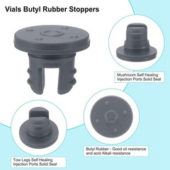 7.5 mm/0.3 Inch Vials Rubber Stoppers, 200 Pcs Two Legs Butyl Rubber Bottle3509