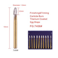 10pcs Dental Tungsten Steel Carbide Bur FG 7406 Egg Shape F High Speed Handpiece