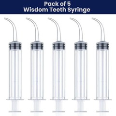 Wisdom Teeth Syringe – Pack of 5 Dental Curved Tip Syringe with Measuring Scale