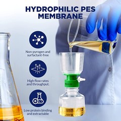 Disposable PES Filter Vacuum Units 0.22μm 500ml Bottle Top&Receiver Flask 4Pcs
