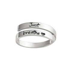 Just Breathe Ring for Women, Adjustable Heart Ring, Stainless Steel Spiral Wrap
