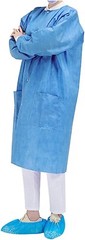 SMS 45 GSM 2 Pockets Lab Coat Disposable Unisex Adult M/L High Quality 10 Pcs