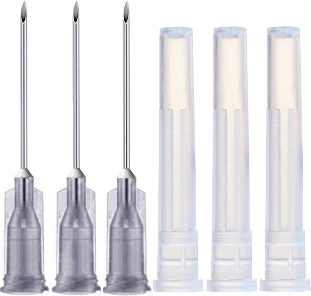 100 Pack 22Ga 1 Inch Sterile Disposable Injection Needle with Cap for Scientific