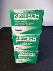3 Boxes Kimtech Kim Wipes Disposable Task Wipes Lint Guard 11 x 12″ 34133 198ct