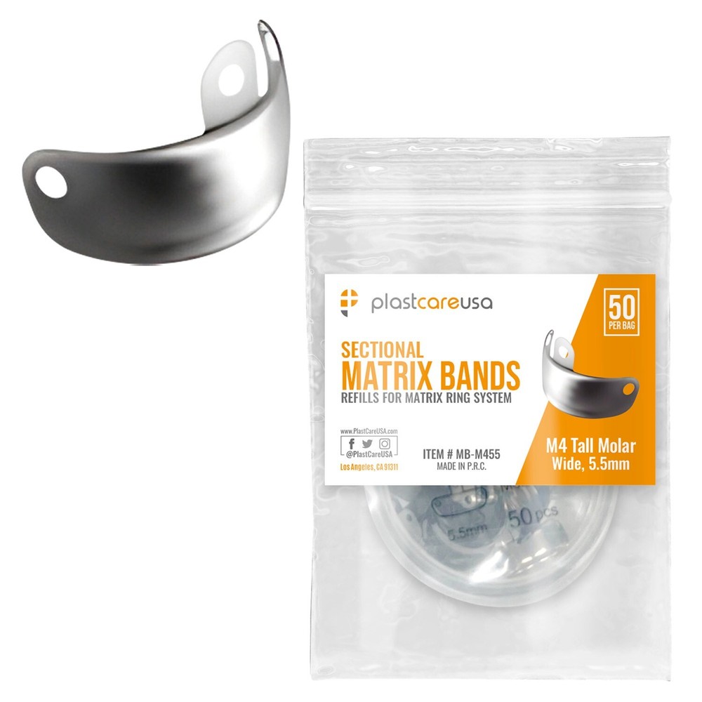 50 5.5mm M4 Tall Molar (Large) Dental Metal Matrices Sectional Matrix Refills