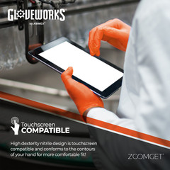 GLOVEWORKS HD Orange Nitrile Disposable Gloves 8 Mil Raised Diamond Texture 1000