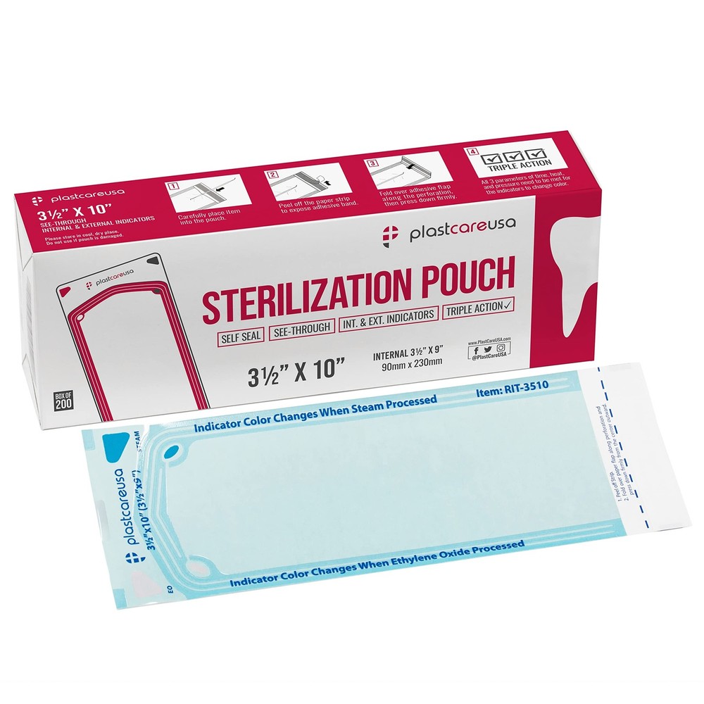 Self Sealing Sterilization Pouches 3.5″ x 10″ – Latex-Free, Color Changing In…