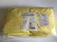 100 Count McKesson Yellow Isolation Gowns Elastic Cuff GSM 30 Size Large Exp2023
