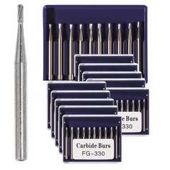 100 FG 330 Carbide Dental Burs High Speed Handpiece Friction Grip Drill Bits New