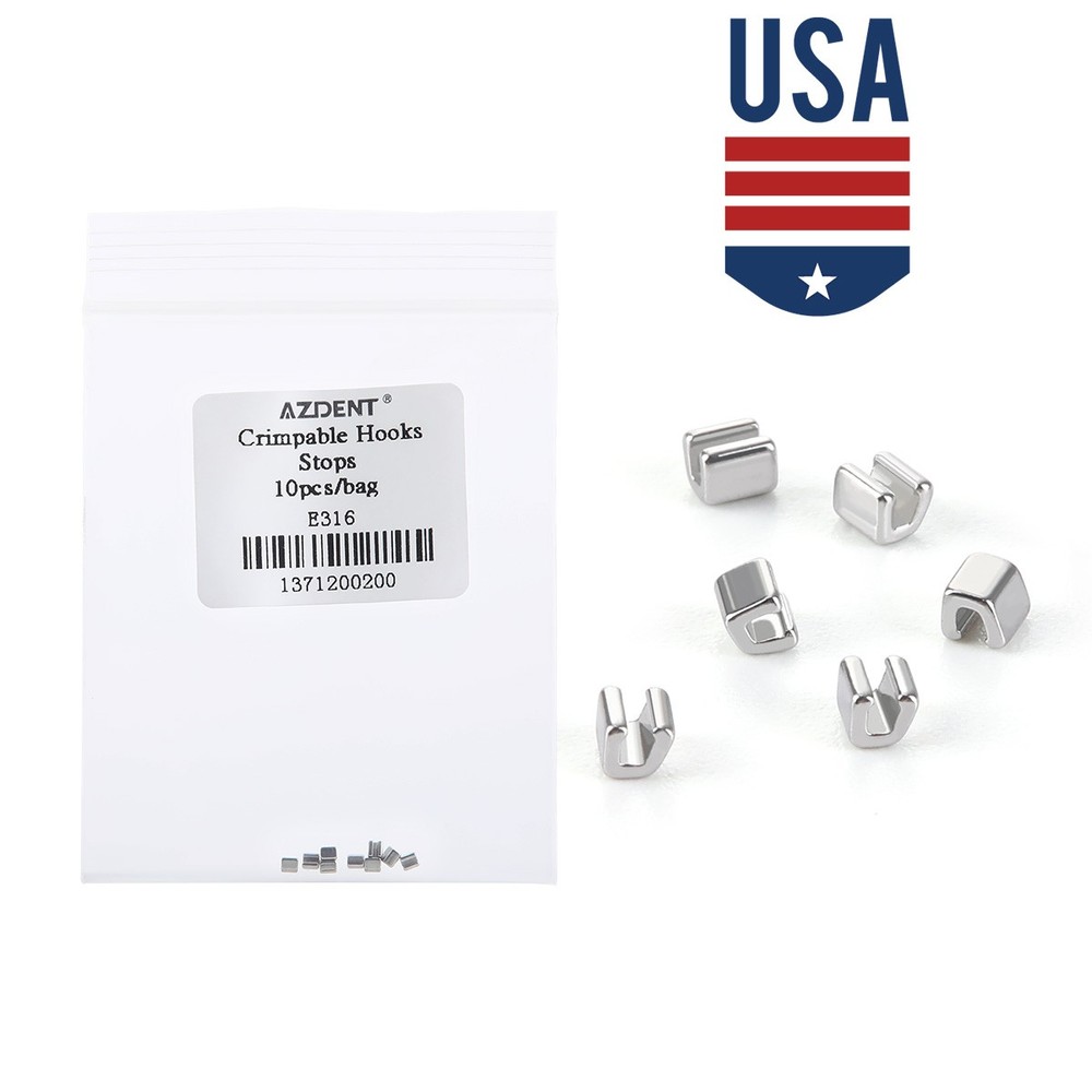 AZDENT Dental Orthodontic Universal Crimpable Hooks Split Stops 10Pcs/Pack