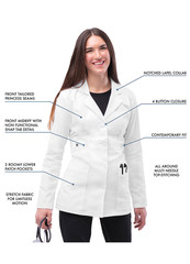 Adar Pop-Stretch Junior Fit Women’s 28″ Tab-Waist Lab Coat Very Comfortable
