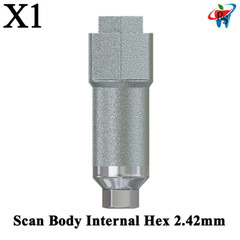 1pcs Prosthetic Scan Body Abutment Internal Hex 2.42mm Titanium Dental Post 3D