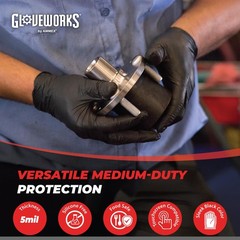 GLOVEWORKS Black Nitrile Gloves 5 Mil Disposable for X-Large, Gpnb48100bx
