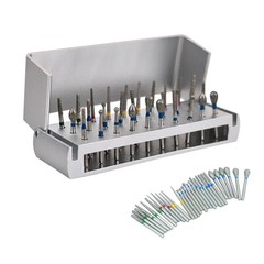 Dental Bur Burs Holder Block Disinfection Box Aluminium Autoclave 30 Holes Set