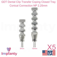 5x GDT Dental Clip Transfer Coping Closed Tray Conical Connection NP 2.25mm