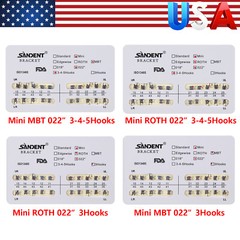SANDENT Dental Ortho Metal Brackets Mini Roth/MBT022 Hooks 3/3-4-5 /4 Sizes SA