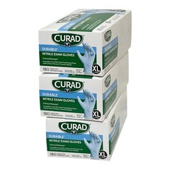 CURAD Durable Nitrile Exam Gloves, Extra Large, 540 Count (3 boxes x 180 ct)