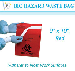 Infectious Waste Bag BIOHAZARD Red Bags StickOn, Mini 6×6, 9×10, 10/16 Gallons