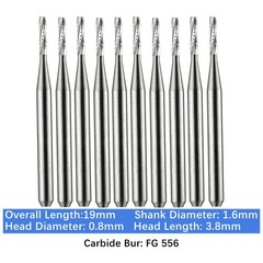 10-100pc Vakker Dental Carbide Burs FG556 19mm Straight Fissure Bur High Speed