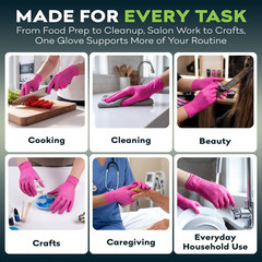 Fuchsia Hot Pink Nitrile Disposable Gloves -3 Mil Medical Exam Nitrile Gloves -P
