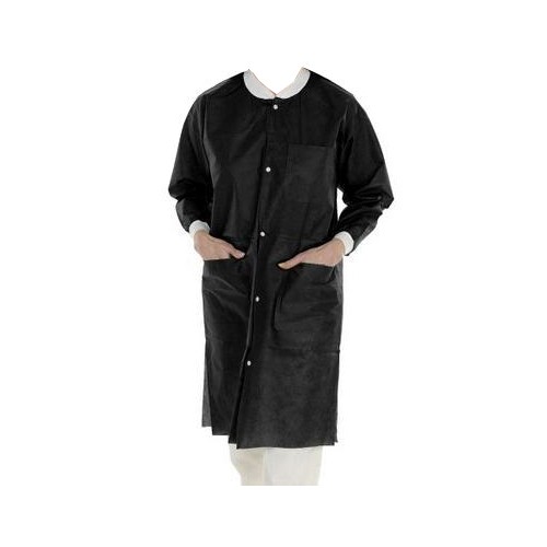 ValuMax 3660BKXL Extra-Safe Lab Coats Black Knee Length Extra Large 10Pk