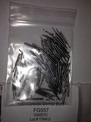 557 100 X Solid ShankFG Carbide Burs Clinic Pack For High Speed. 1 Piece Shank
