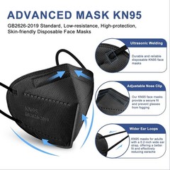 KN95 Face Masks Black Adults – 100 Pack 1 Count (Pack of 100),