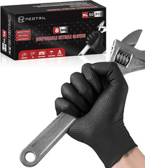 8 Mil Heavy Duty Nitrile Gloves Diamond Texture Latex Free Powder Free Large Bla