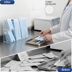 Aphbrada Acrylic Sterilization Pouches Organizer Holder with 4 Divided Compar…