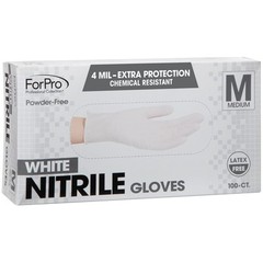 Large Pack of 100 White Nitrile Gloves Disposable Latex Free Food Safe 4 mil