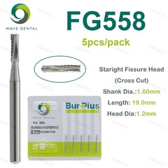 WAVE Dental Tungsten Carbide Burs FG Drills Staright Fissure Head For High Speed