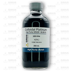 True Colloidal Platinum NanoParticles (PtNPs): 100 ppm – 250 mL in Glass