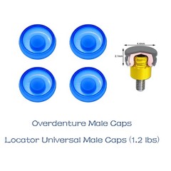 4Pcs Dental Locator Blue Standard Xtra-Light 1.2lbs Male Replacement Cap Inserts