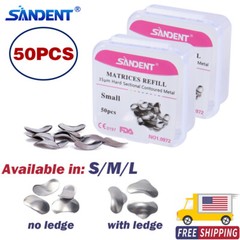 50pc Dental Metal Matrices Matrix Band Sectional Contoured Refill Thickness 35μm