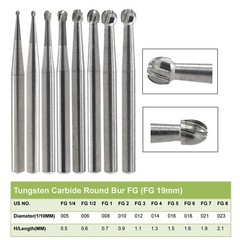 Wave Dental Carbide Bur High Speed Round FG 1/4 1/2 1 2 4 5 6 7 8 Friction Grip
