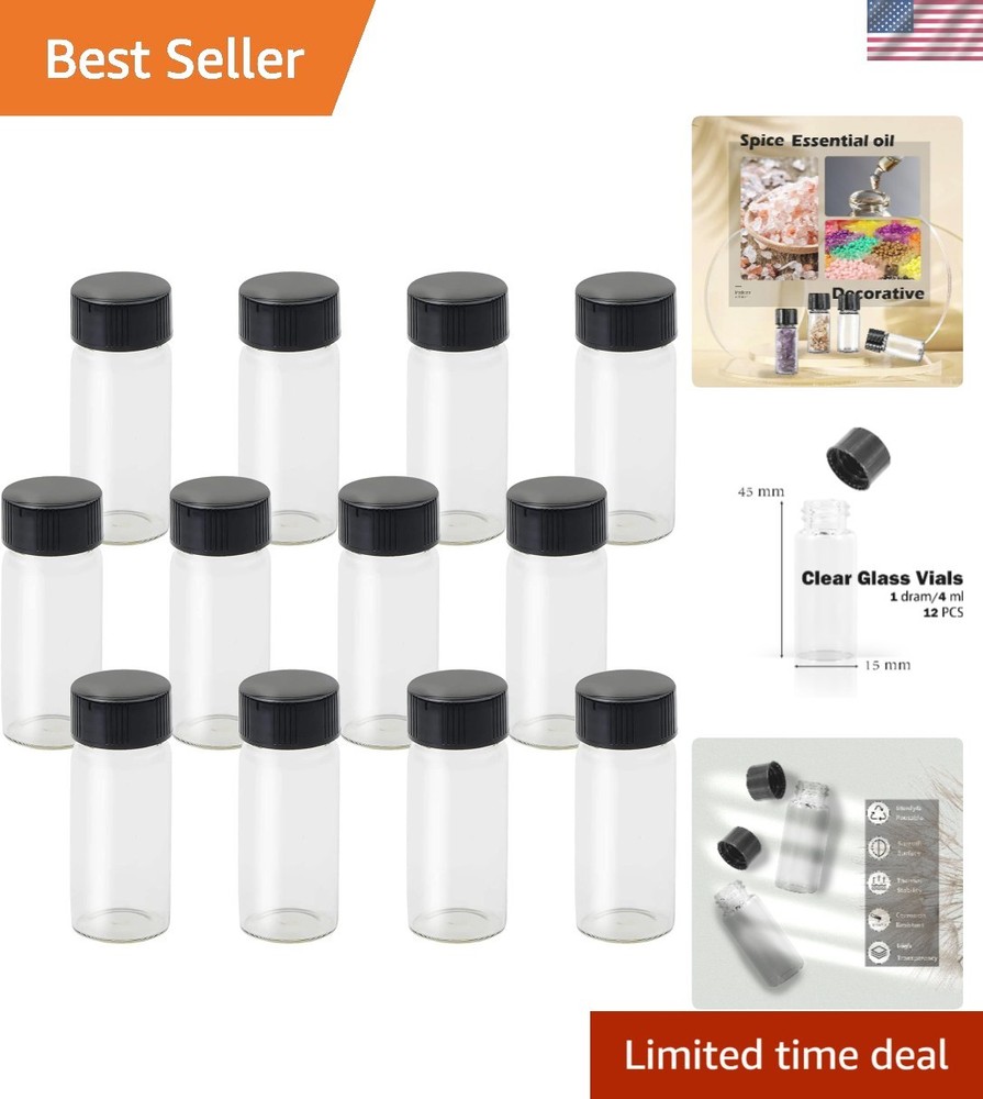 Lightweight 4ml Glass Bottles – Stylish and Secure Storage Solution, Pack of 12