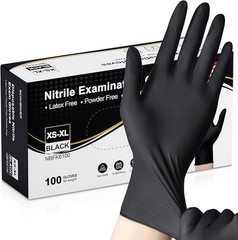 Schneider Nitrile Exam Gloves, Black, 100-Ct Box, Latex-Free, Powder-Free Gloves