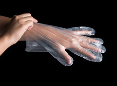 1000 Count | Embossed Poly Foodhandling Gloves, Powder-Free, Quick Change, Size