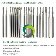 Wave Dental Surgical Burs High Speed FG 25mm Carbide Friction Grip Round 2 4 557