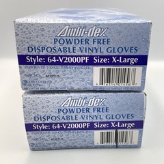 Ambi-dex Powder Free Vinyl Gloves XL 100 Ct (200 Total) Latex Free 2 Boxes New