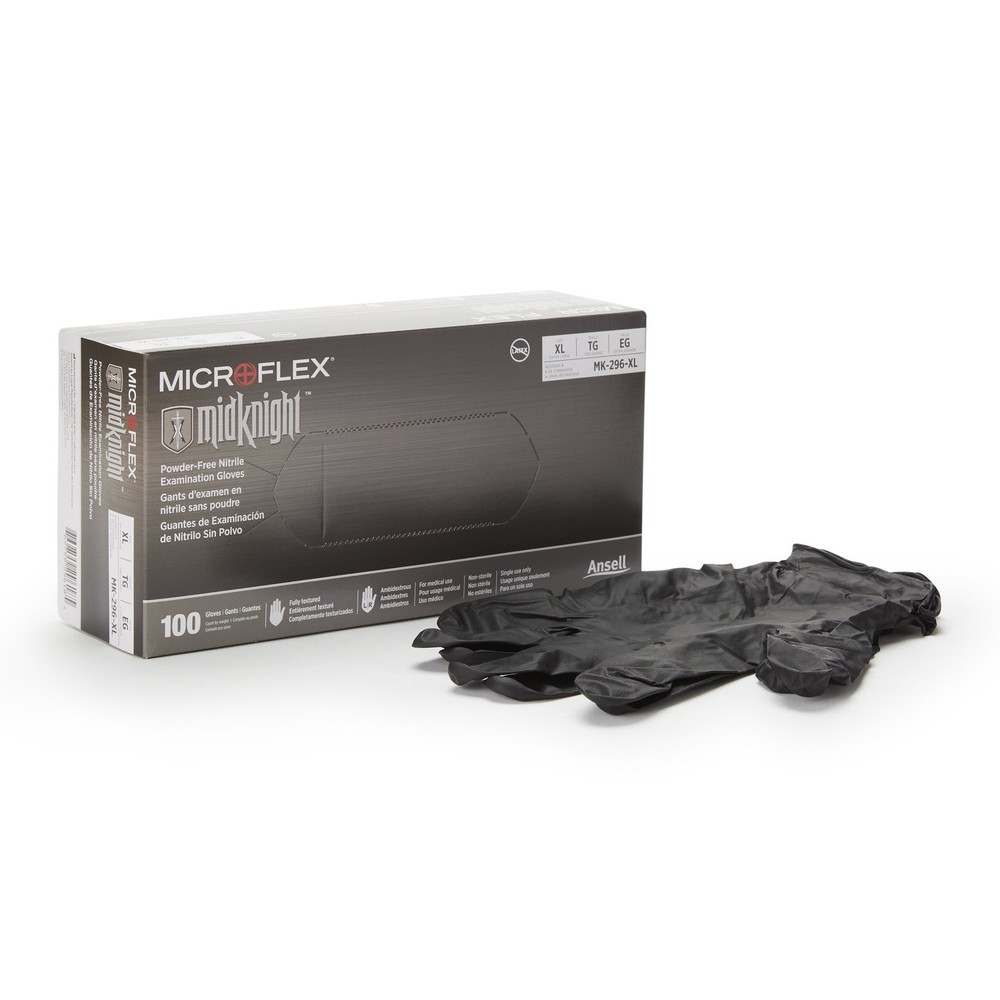 MICROFLEX MidKnight Nitrile Exam Glove Standard Cuff Length X-LARGE 100 per Box