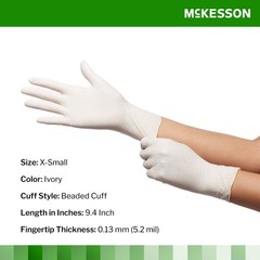 McKesson Confiderm CL Latex Exam Glove Standard Cuff Length X-SMALL 100 per Box