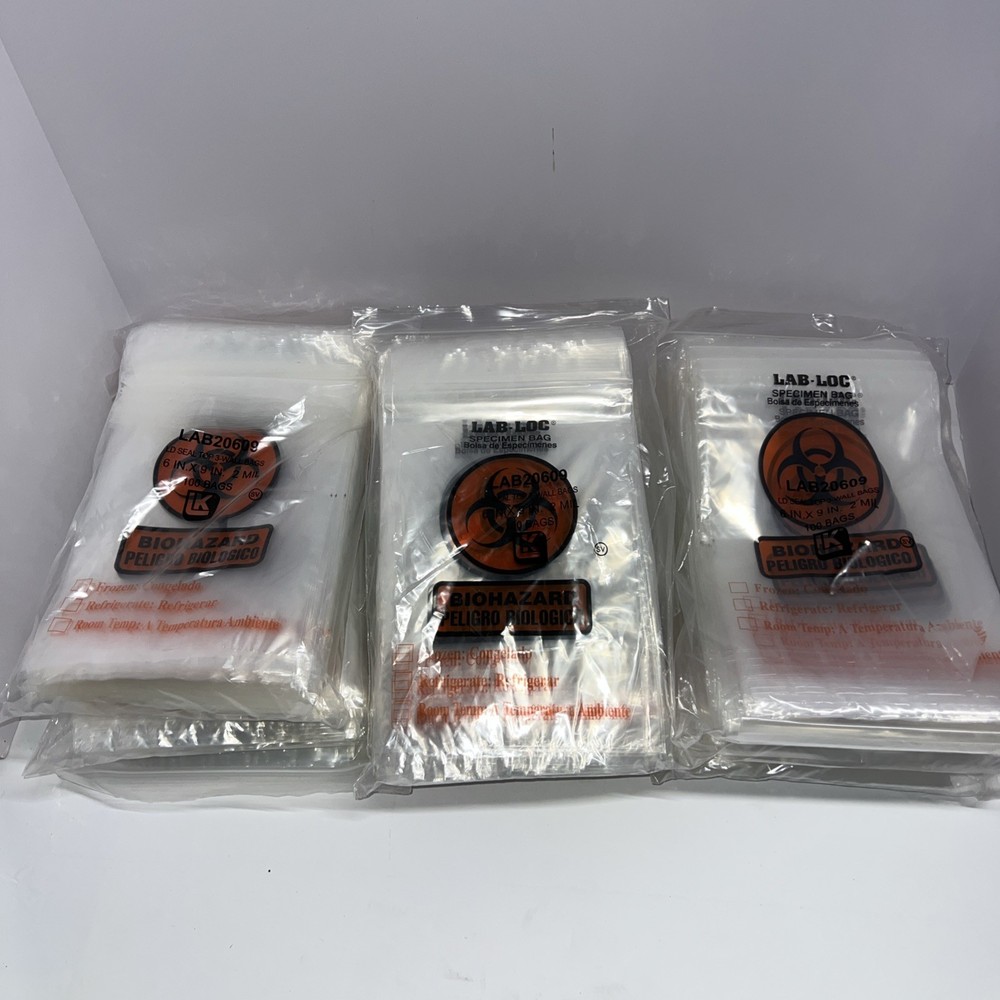 Lab-Loc SPECIMEN BAG LAB20609, 6×9, 2 Mil, LD SEAL TOP 3-wall Bags – 800 bags
