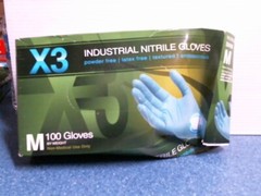 AMMEX X344100 X3 Nitrile Medium Disposable Gloves – Box of 100 – Blue, FREE SHIP