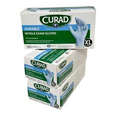 CURAD Durable Nitrile Exam Gloves, Extra Large, 540 Count (3 boxes x 180 ct)