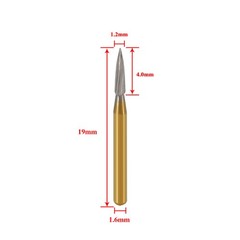 10Pcs Dental Tungsten Carbide Gold Burs Trimming & Finishing Needle Shape FG7903